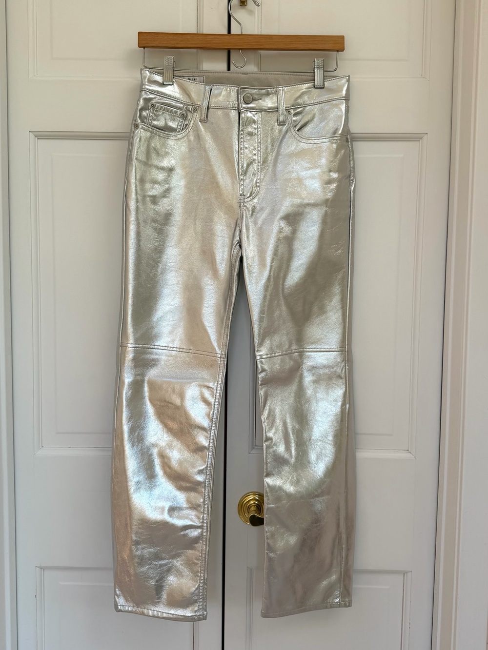 GAP Faux Leather Silver Pants